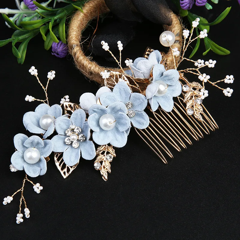 Fashion Bride Hair Comb Flower and Pearl Hair Comb Bride Wedding Aolly Hair Accessories Jewerly Headwear