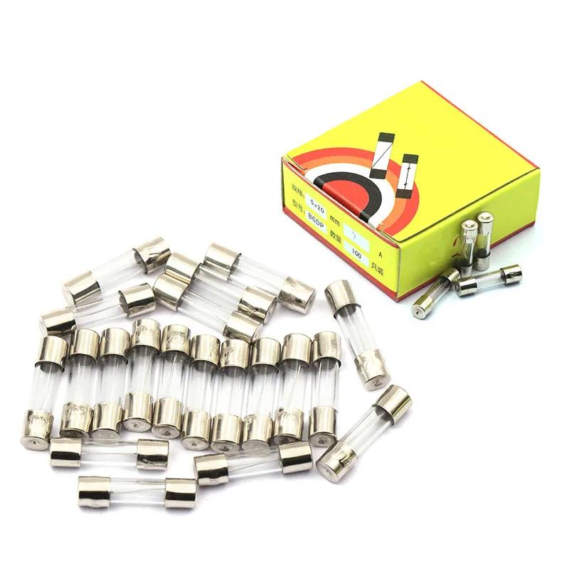 5 pces dia5 x l20mm/dia6 x l30mm segurança de vidro tube250v 0.1a 3030a o multímetro funde tubo de seguro automático