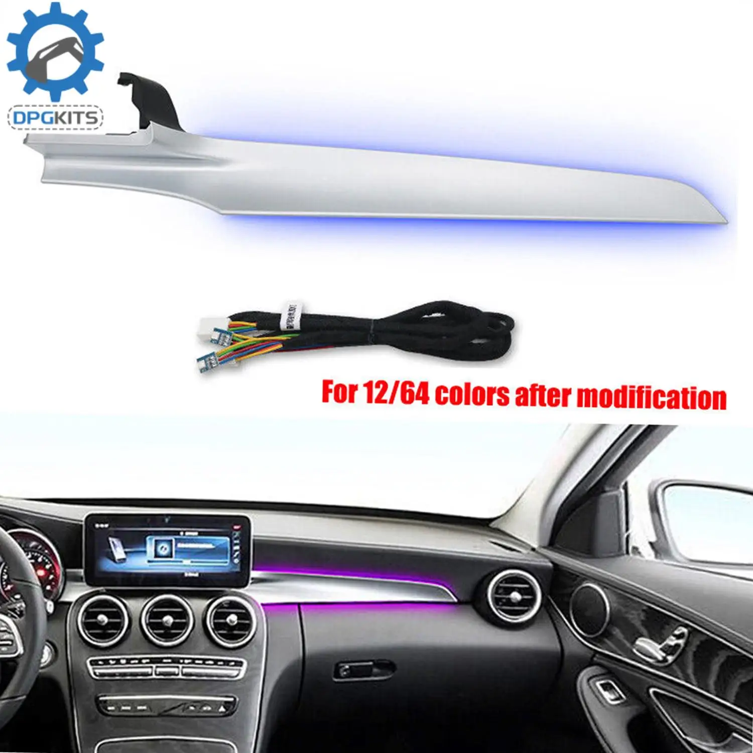 

1pc 12/64 Colors Co-pilot Ambient Light Atmosphere Lamp For Mercedes Benz W205 X253 Car Interior Decoration Ambiance Lights