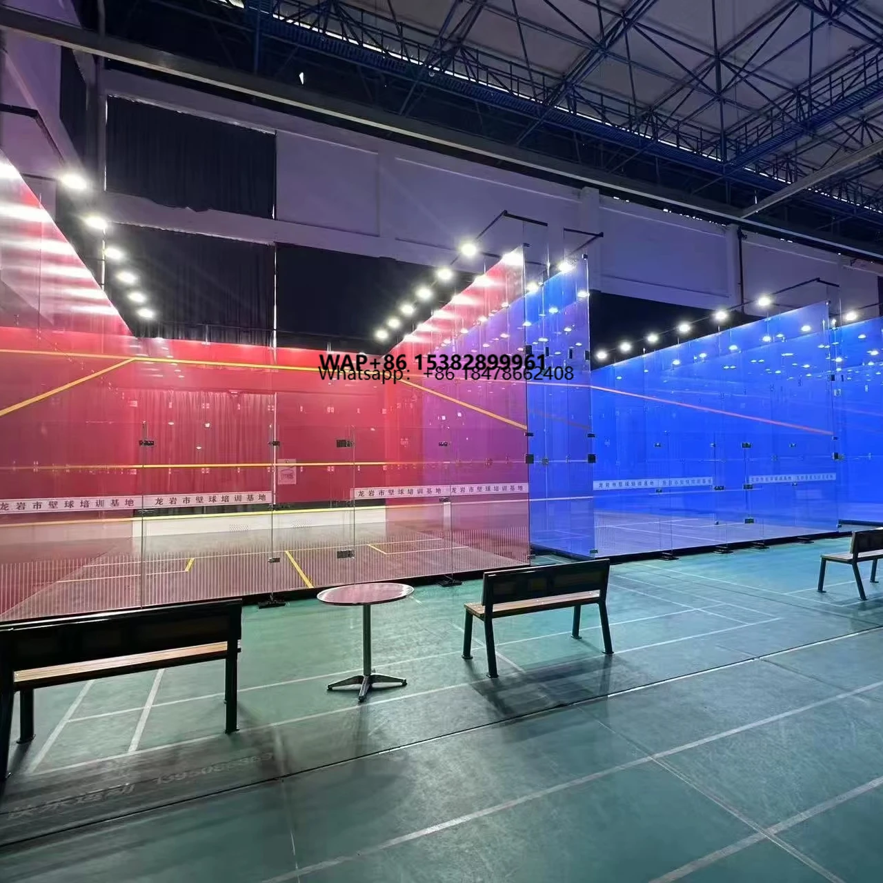 

Portable Full Glass Walls Squash Court Flooring for Squash Tennis Padel Sports Construction in Sports Centers