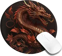 Golden Chinese Dragon Red Art Mouse Pad Non-Slip Rubber Round Mousepads Mat for Gaming Office Work Computer Laptop Home Gifts