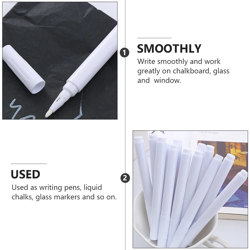 

20Pcs White Liquid Chalk Markers Multi Surface Use Erasable Chalkboard Pens for DIY Enthusiasts Creative Chalk Markers