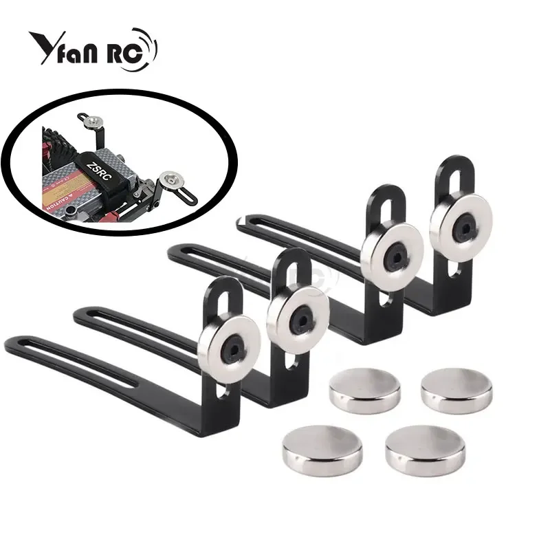 

4PCS RC Car Shell Body Mount Metal L-Bracket with Magnet for 1:10 RC Crawler Car Axial SCX10 90046 D90