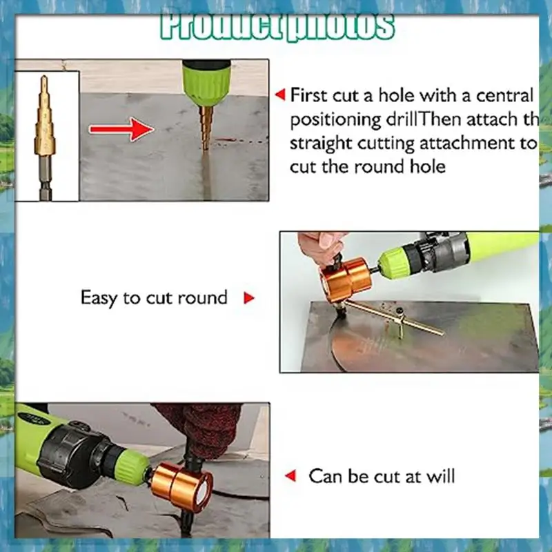 Fast Delivery- Drill Attachment Metal Cutter With Extra Punch For Straight Curve And Circle Cutting