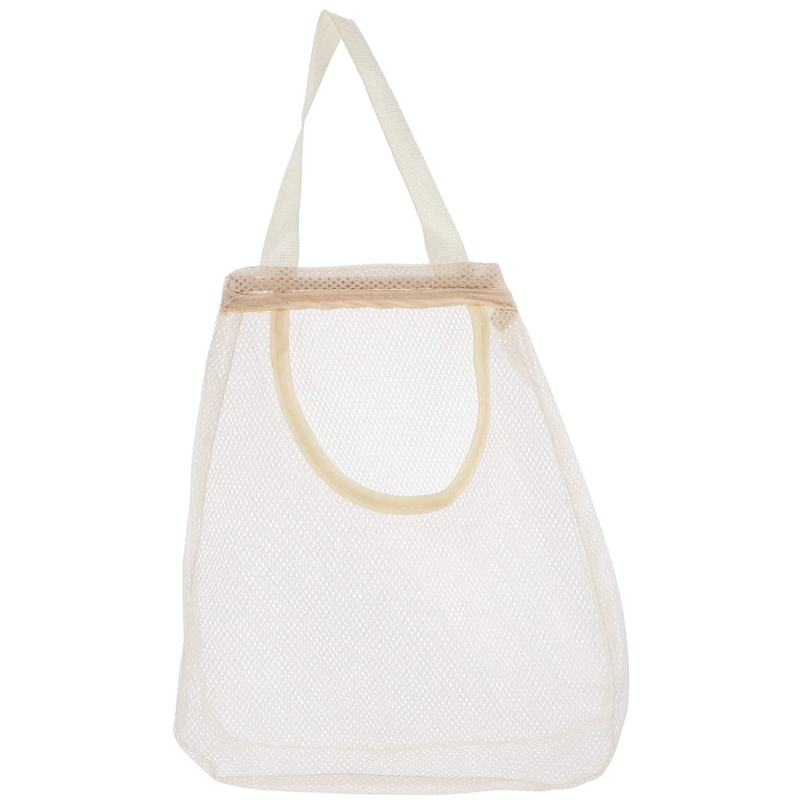 

Wall Mounted Storage Garlic Mesh Beige Polyester Hanging Onion Bags Reusable Kitchen Organizer Space Saving Mesh Grocery
