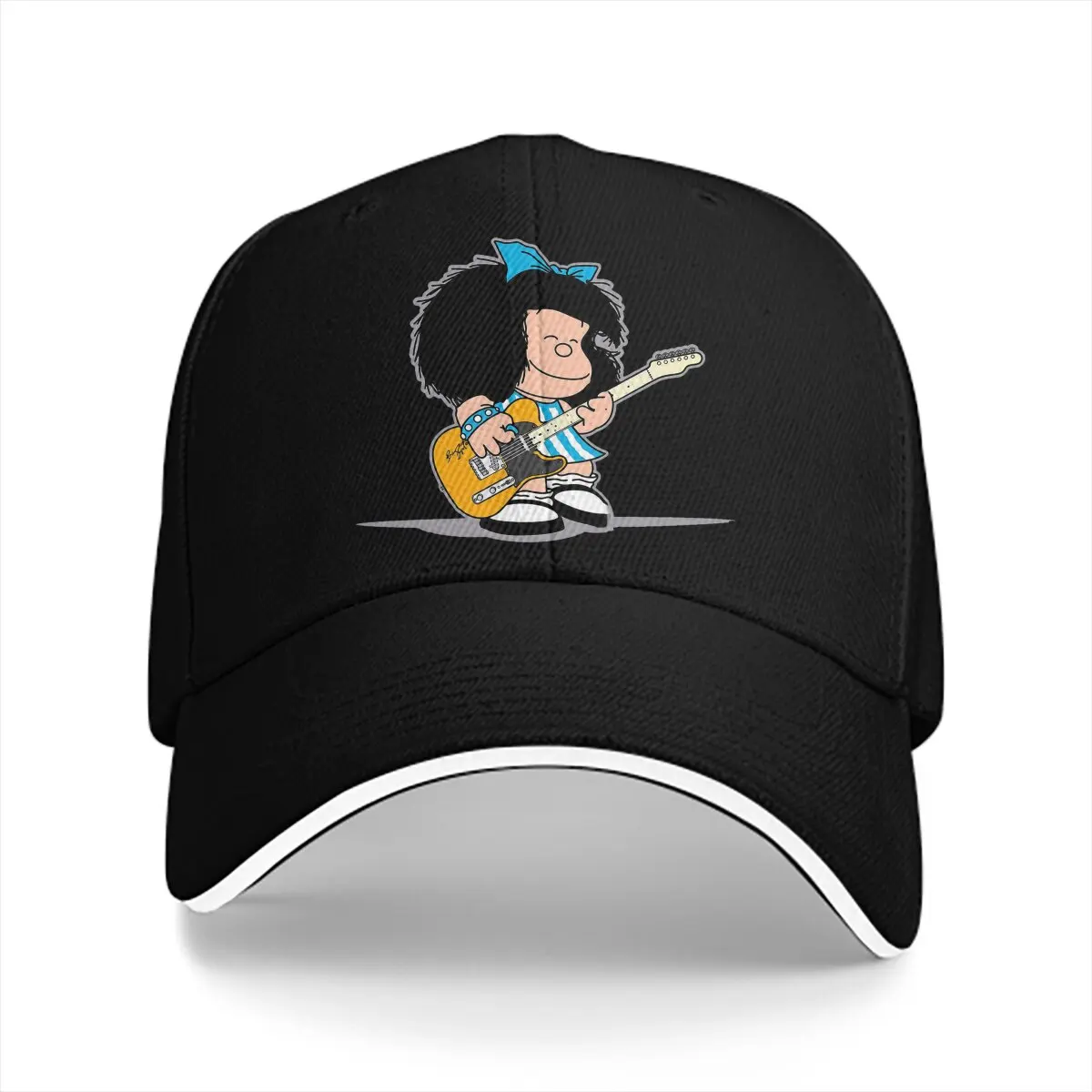 Washed Men's Baseball Cap Play Guitar Trucker Snapback Caps Dad Hat Mafalda Quino Comics Manga Girl Golf Hats