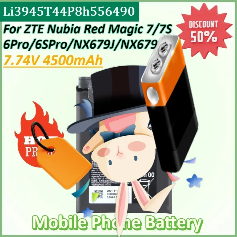 

Li3945T44P8h556490 NX679J NX669J-P 7.74V 4500mAh Mobile Phone Battery for ZTE Nubia Red Magic 7 NX679J 6 Pro 6s Pro Battery