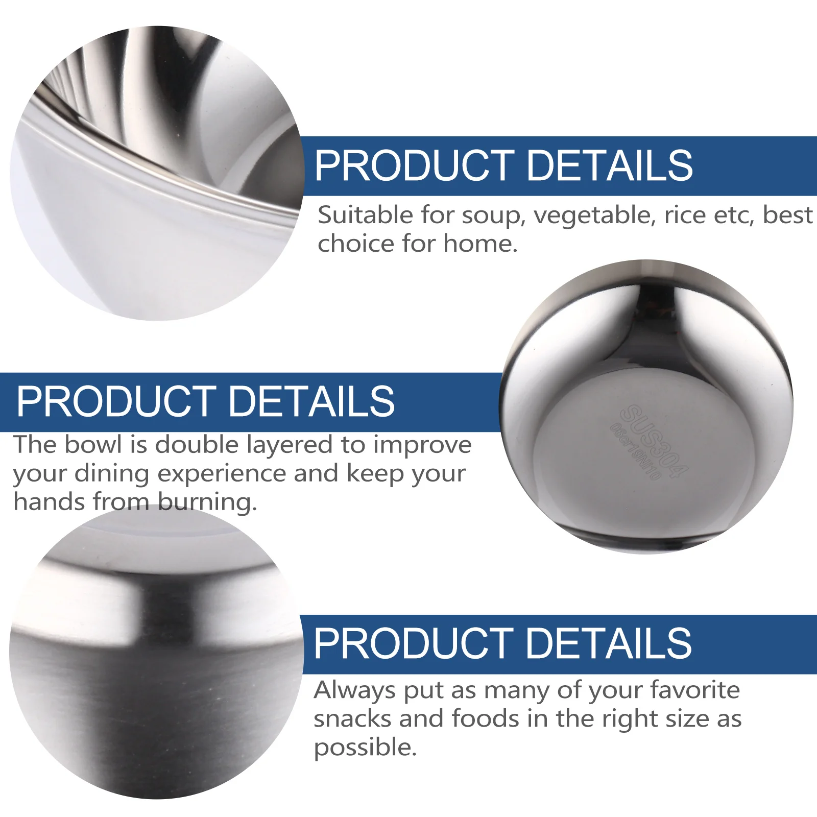 

Insulated Double Layer Stainless Steel Feeding Bowl For Eating Shatterproof Food Container Serving Bowl