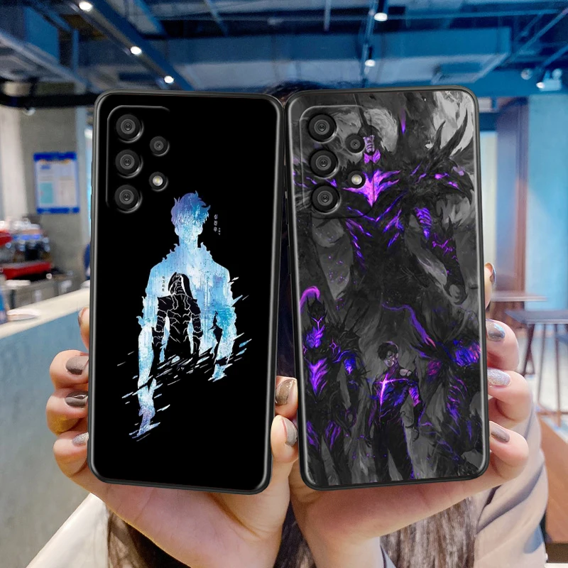 Anime Solo Leveling JinWoo For Samsung A55 A35 A25 A15 A14 A73 A53 A13 A05S A03S A02S A71 A52 A32 Black Soft Phone Case