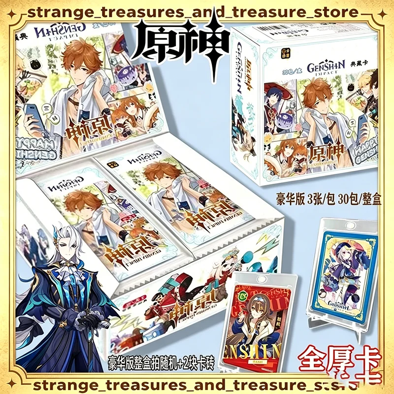New Genshin Impact New Full Thick Collectible Cards Cold Stamped Gold Deluxe Classic Edition Anime Trading Cards For Adult Fans
