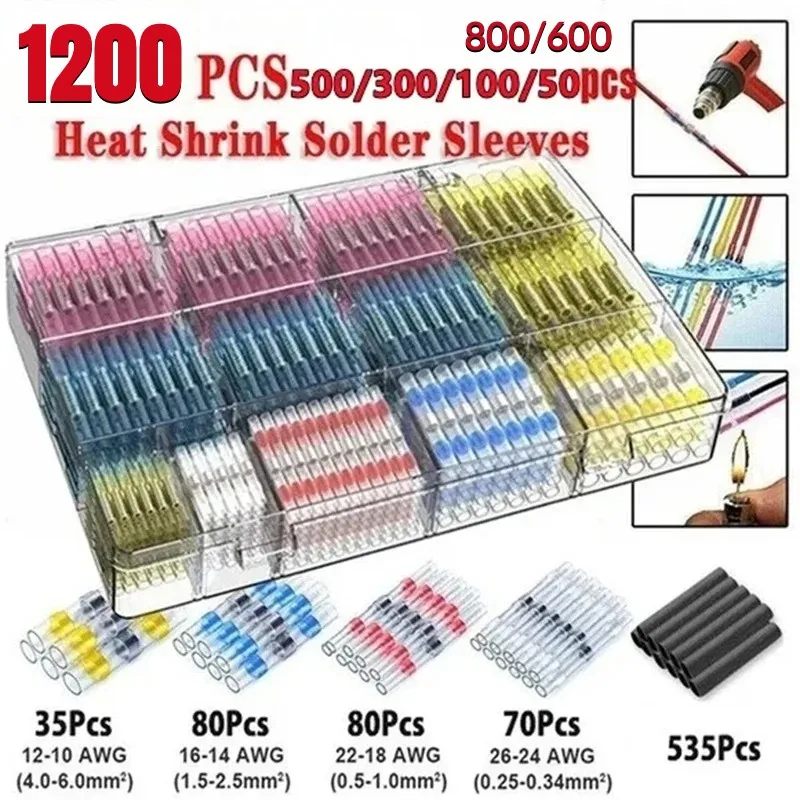 

Electrical Wire Connectors Insulated Butt Splice Heat Shrink Solder Terminal Waterproof Butt Connectors Wire Cable Terminal