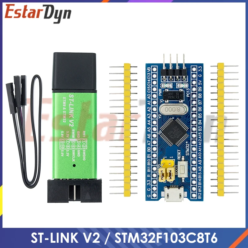 ST LINK STM32F103C8T6  ST-Link V2 Mini STM8 STM32 Simulator Download Programmer Programming With Cover DuPont Cable