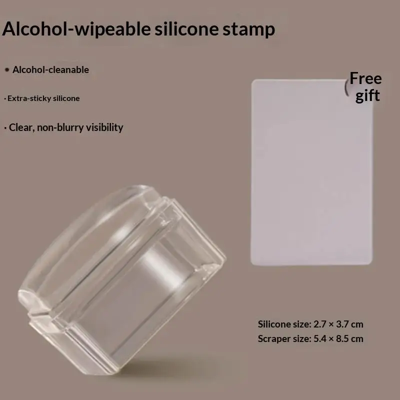 Erasable Square Clear Nail Art Silicone Stamp Steel Plate Transfer Tools Round Rotatable Stamping DIY French Manicure Templates