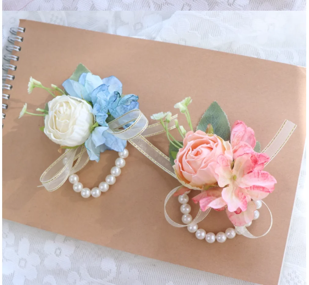 Sen wedding bride and groom groomsman bridesmaid sisters corsage wrist flower flower girl bracelet wedding corsage flower.