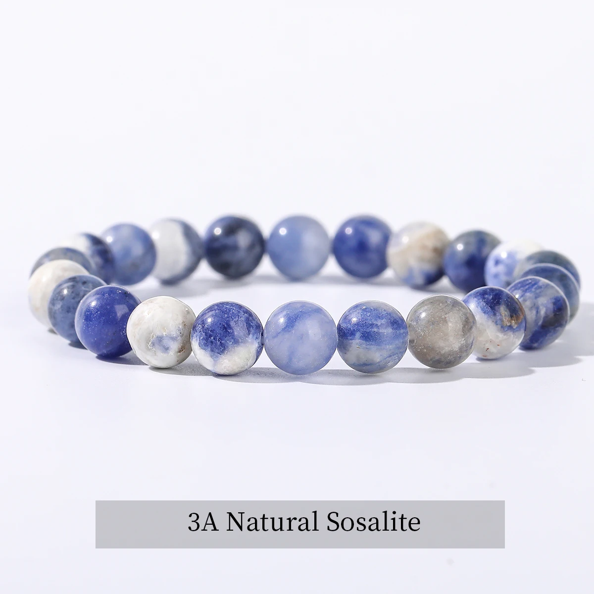 JD 6 8 10mm Blue Color Round Bead Bracelets Women Genuine Natural Stone Turquoise Sosalite Elastic Bracelet Yoga Healing Jewelry