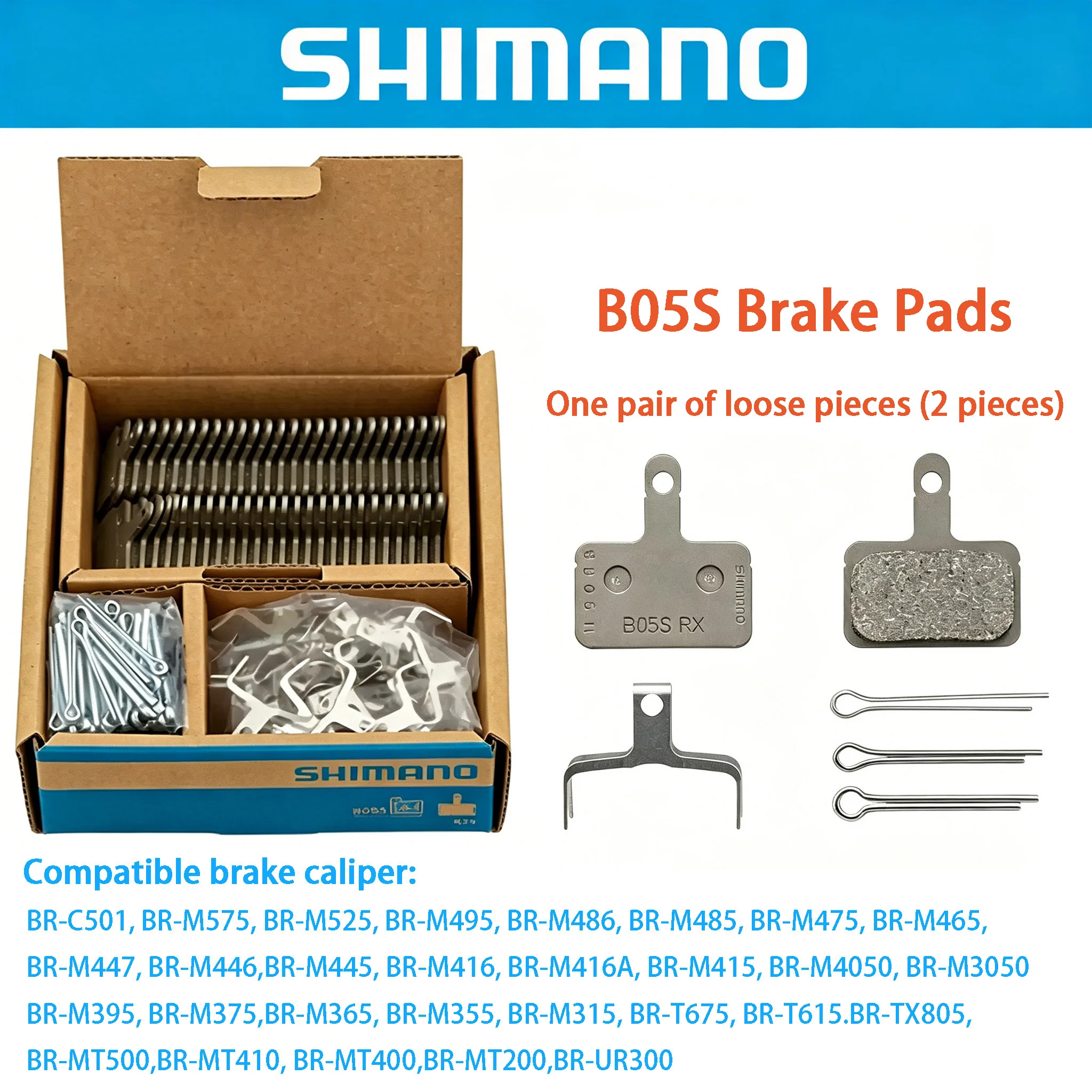 Original Shimano B05S-RX Harz-Bremsbeläge, Inklusive Federn und Stifte, Geeignet für BR-Serienmodelle wie M4050, M395, M525 – Detail 1