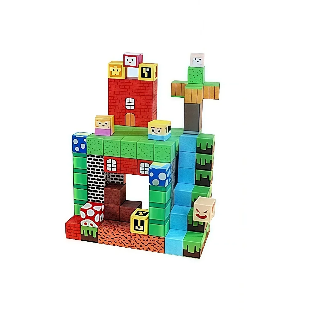 Juguetes sensoriales con vástago magnético, juegos de construcción, juego mundial, modelo de construcción de escena de calle, adecuado para niños