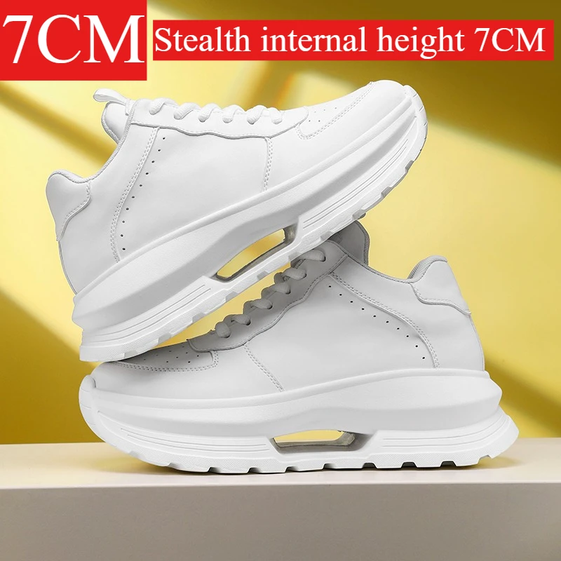 

2025 New Unisex Elevator Sneakers 7cm Hidden Height Increase Hollow-Out Sole Chunky Thick Shock Absorption Casual Sports Shoes