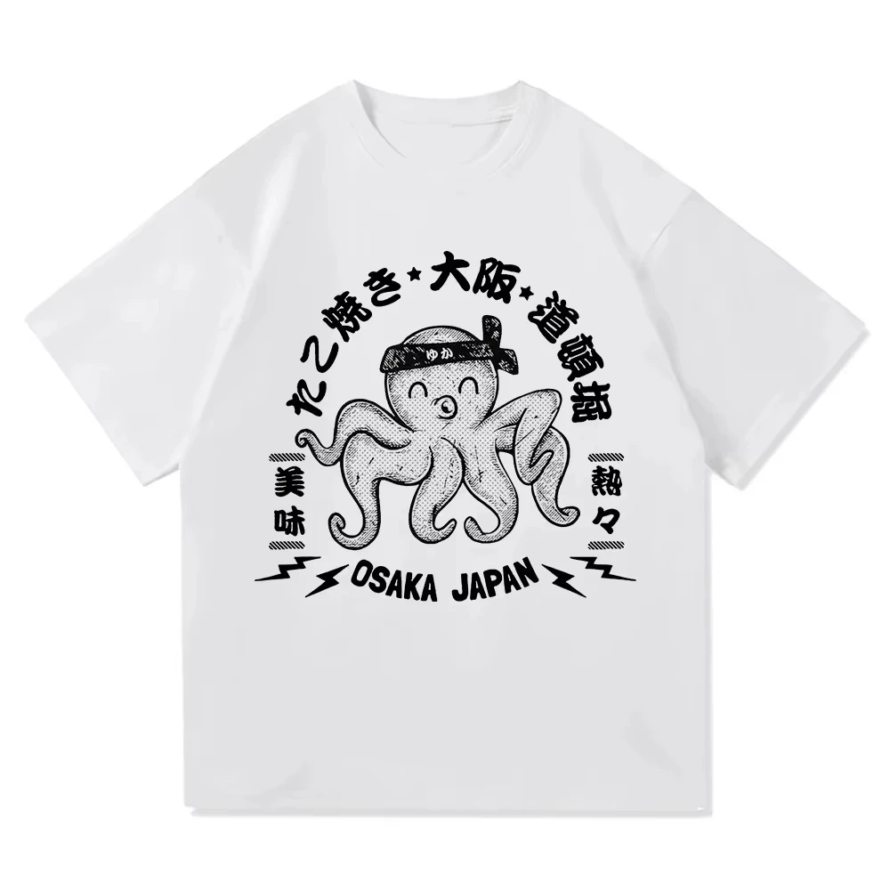 أوساكا Dotonbori في حالة سكر الأخطبوط تي شيرت مضحك التي شيرت الرجال الملابس موضة خمر تي شيرت الصيف ملابس الشارع الشهير غير رسمية #5