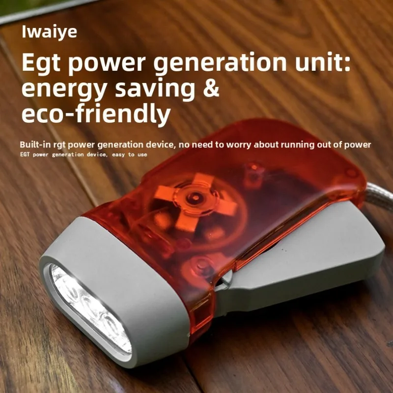 مصباح يدوي للطوارئ يعمل بالضغط اليدوي في الهواء الطلق مع 3 أضواء LED، مصباح يدوي صغير يدوي مريح