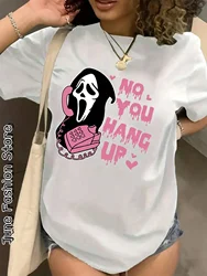 Summer Women Cute Cartoon Ghost T-Shirt Fashion Letter Short Sleeve Clothing Female Lovely Cotton Tops Tees Casual Streetwear