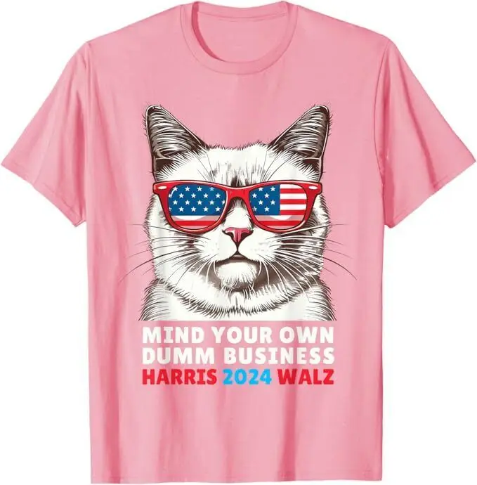 Walz Mind Your Own Damn Business Harris 2024 Walz Comma La Cat Lady T-Shirt