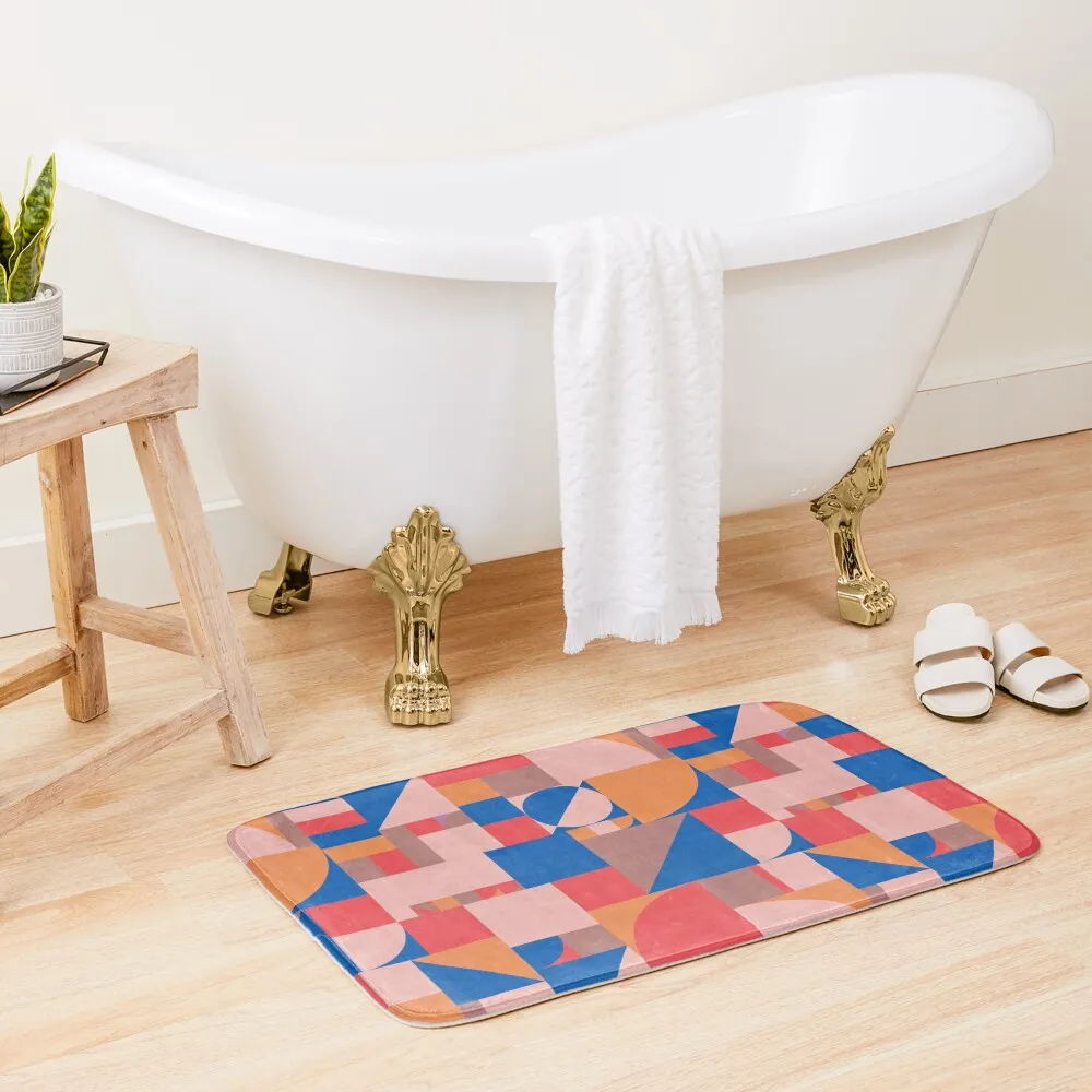 

Muted Primary Bauhaus Bath Mat Bathroom Carpet Bath Rugs Kit Bathroom Mat