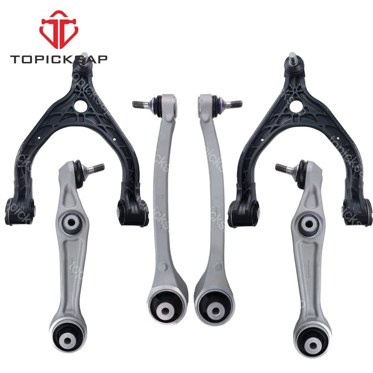 TOPICKSAP 6pcs Front Upper U-type Lower Control Arm Suspension Kits for Tesla Model X 5YJX 2016 2017 2018 2019 2020 2021