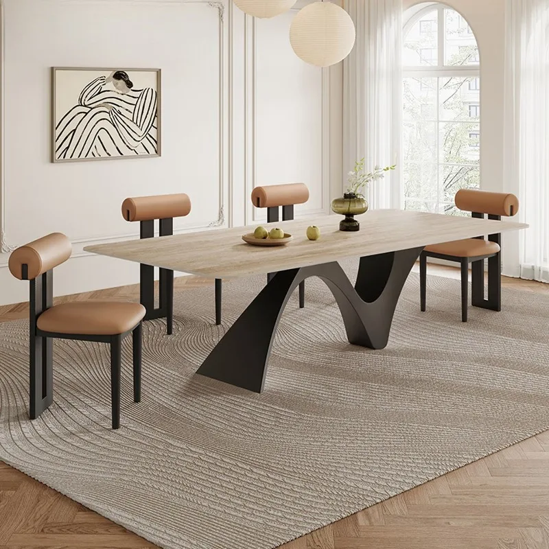 

Slate dining table, home French antique style, rectangular table and chair combination