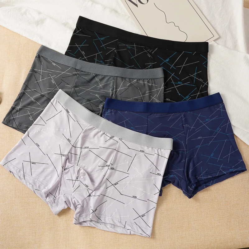 4枚組 メンズ ボクサーブリーフ 幾何学模様プリント ソフト - Boxer Shorts Modal のレビューと価格