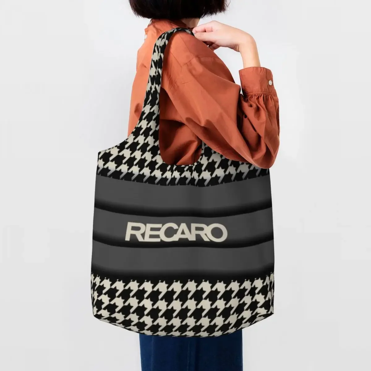 Recaros Logo Groceries Shopping Bag Funny Printed Canvas Shopper Shoulder Tote Bags Large Capacity Portable Photography Handbag