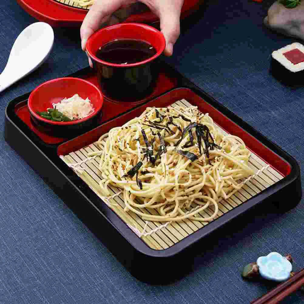 

Platters Japanese Cold Noodle Plate Tray Food Container Set Bamboo with Mat Newborn