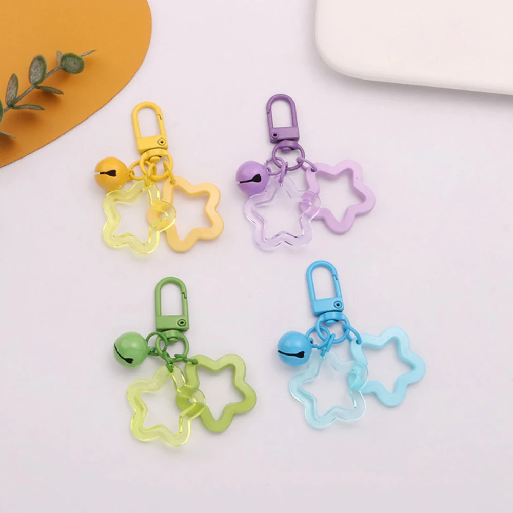 Gradient/Solid Color Star Charm Keychain Cute Pendant Car Keyring Backpack Decoration Fashion Bag Charm Jewelry Gift