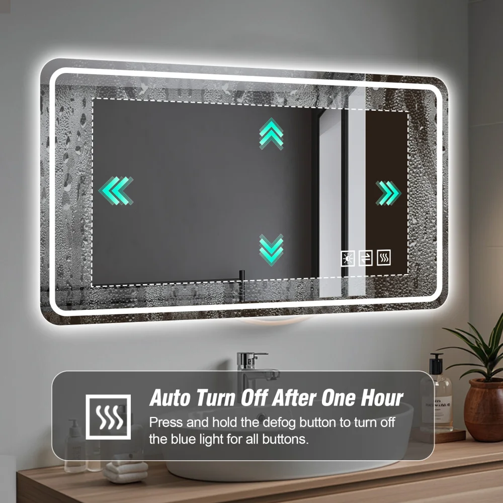 

Зеркало для ванной комнаты 36×36 дюймов, настенное, светодиодное, с защитой от запотевания, взрывобезопасное, устойчивое к ржавчине, с трехцветной подсветкой