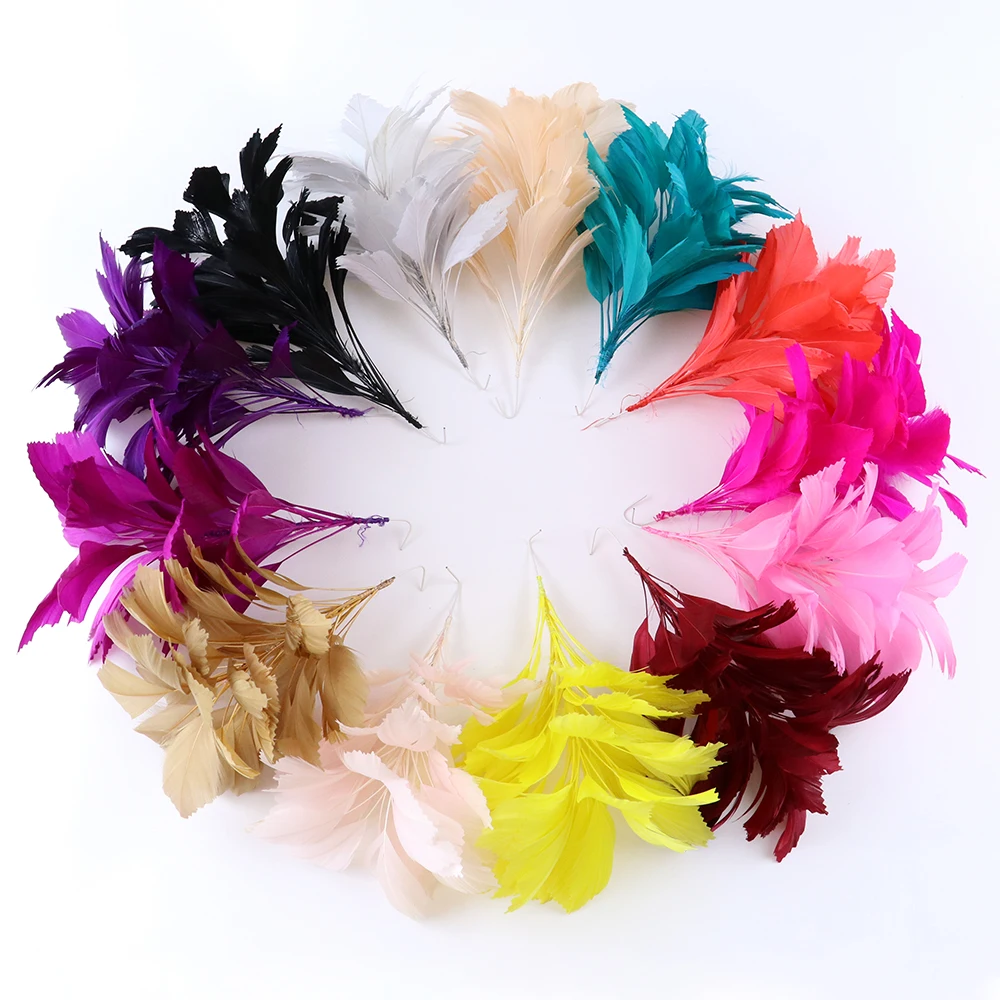 Rose Goose Feathers Craft Flowers for Party Carnival Clothing Corsages Headdress Handwork Plumes Decoration Accessory 10-12 Inch