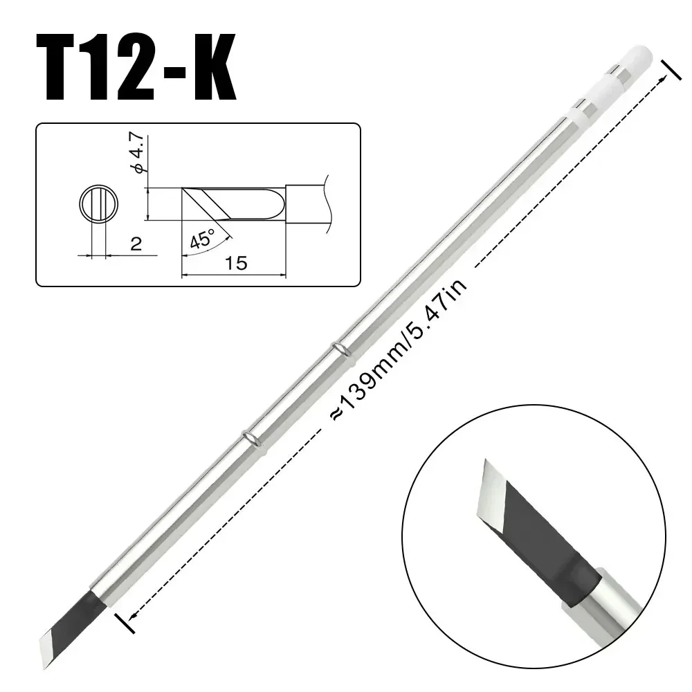 T12 Series Black Chrome Replacement Soldering Iron Tip Quick Heating Stable Temperature More Durable Soldering Station T12-K BC2