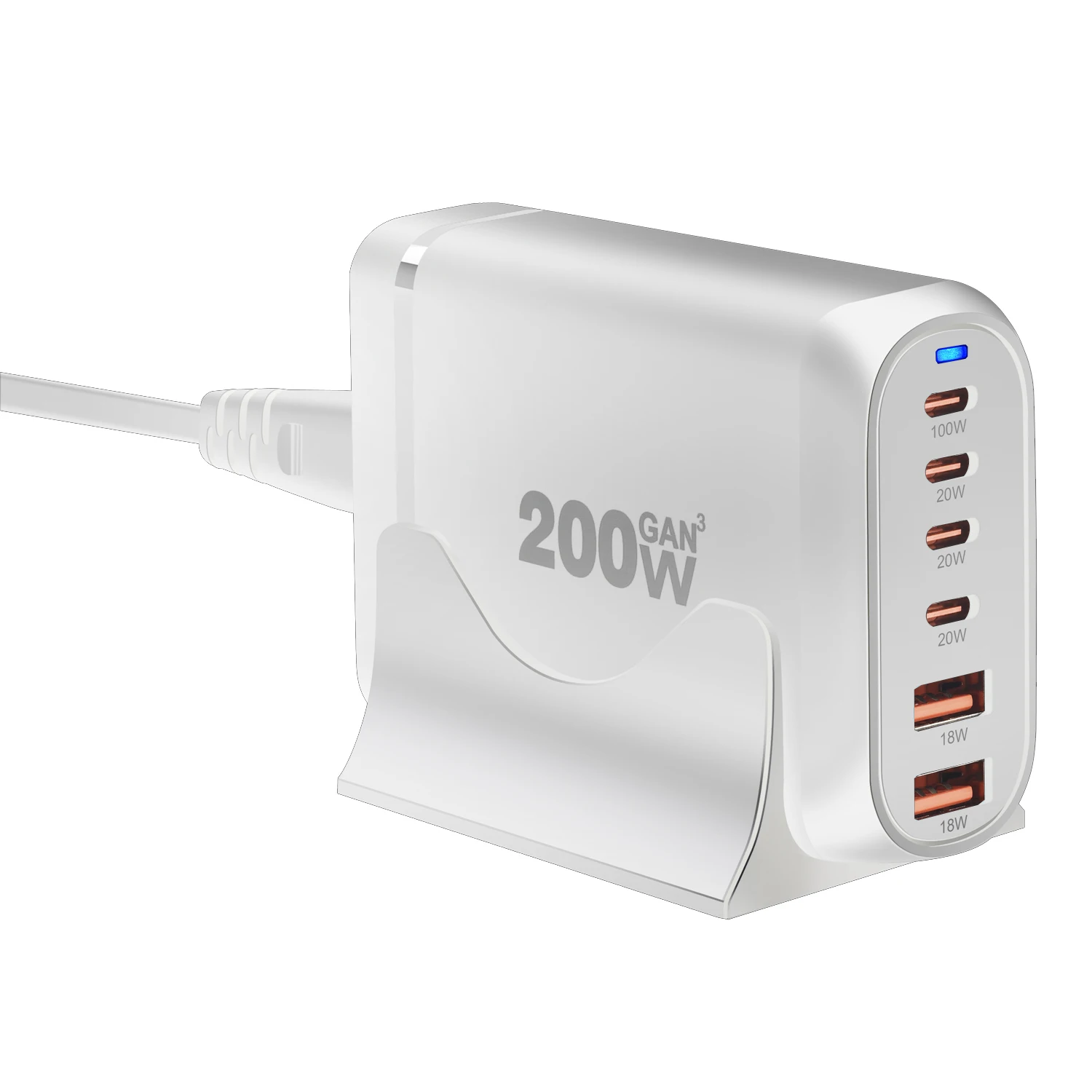 2024 NEU Verkauf 200W GaN Ladegerät 6 Ports USB Typ C PD Ladegerät Schnellladung USB3.0 Typ C Schnellladegerät Handy USB Ladegerät