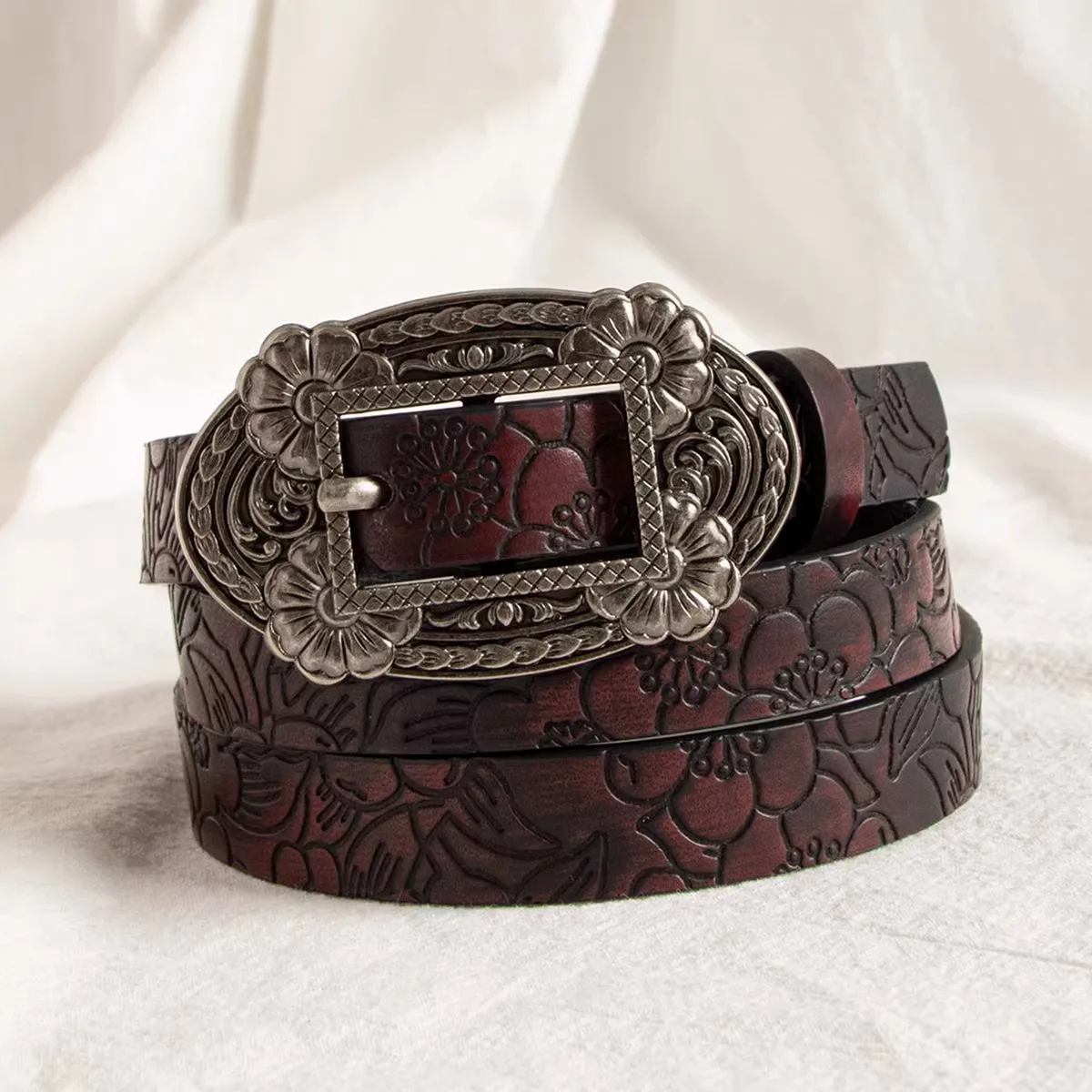 2025 New INS Style Luxury Designer Korean Version of Jeans Belt Red Brown Design Feeling N Retro Belt Female Belt Y2k