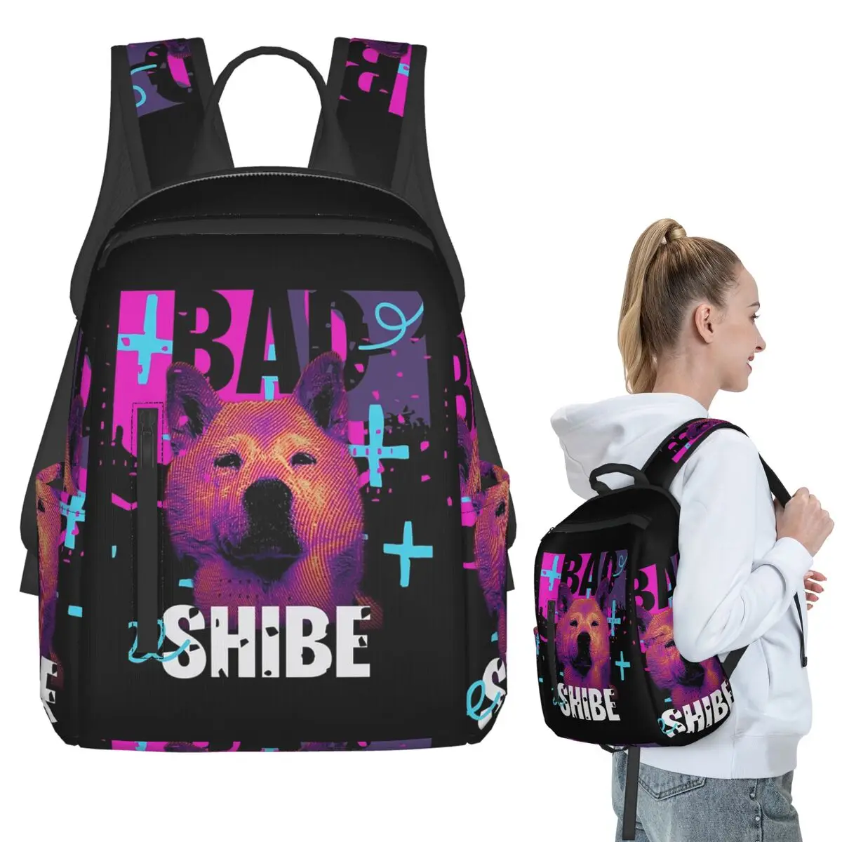 

Bad Shibe Backpack Student BookBag Children School Bag Computer Shoulder Bags Men Women