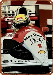 Ayrton Senna Tin Sign Metal Vintage Tin Signs Bar Cafe Home Wall Decor Retro Poster 8X12 Inch