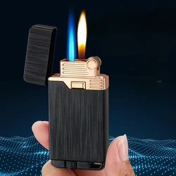 2026 Metal Gas Lighter Butane Turbo Lighter Two Flames Cigarettes Lighters Metal Lighters Smoking Accessories Gadgets for Men