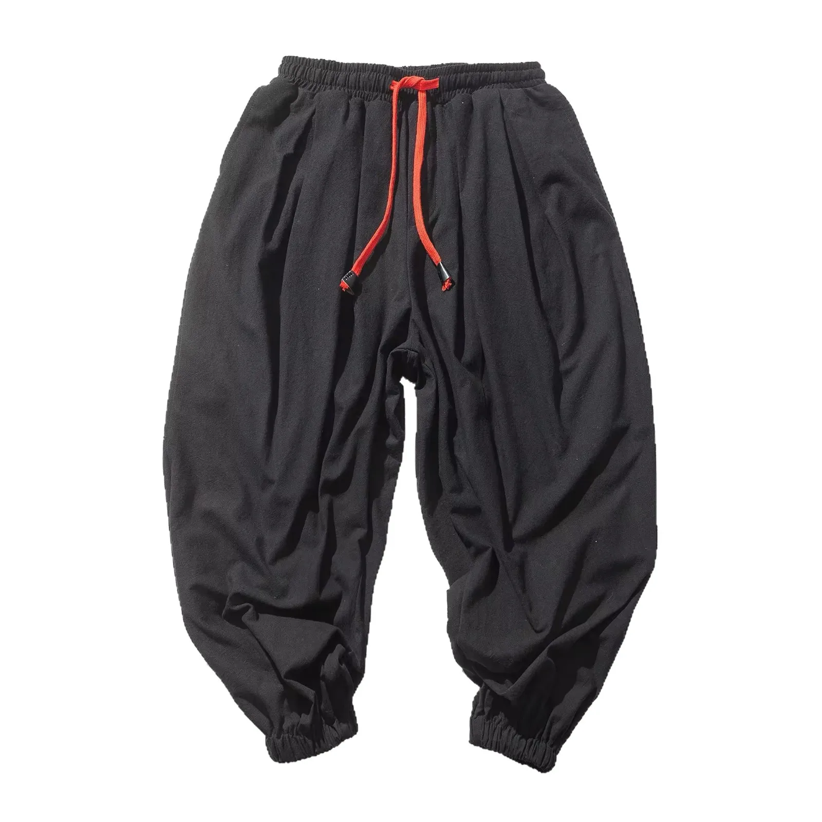 جديد كبير الحجم الرجال فضفاض سراويلي حريمي الخريف الكتان الصيني زيادة الوزن Sweatpants عالية الجودة ماركة غير رسمية بنطلون الذكور