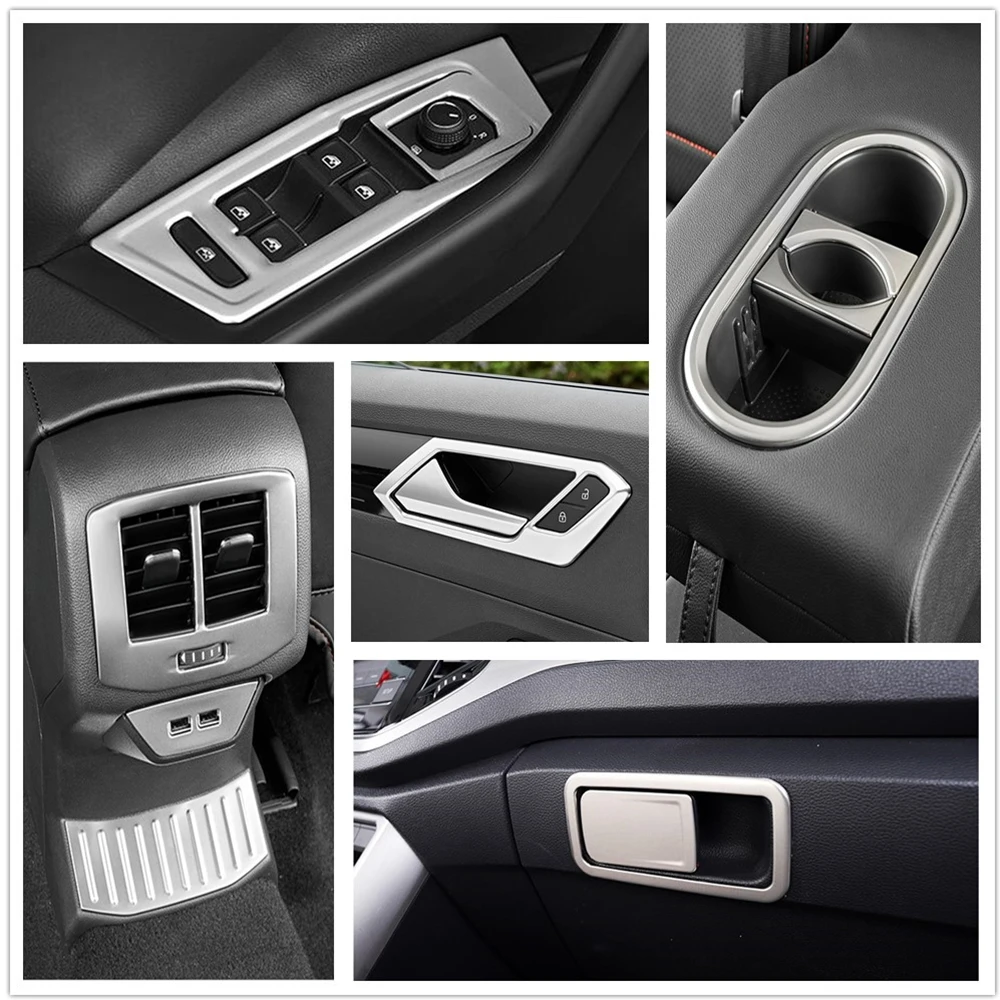 Für Volkswagen T-Roc T Roc Fensterheber Getriebe Shift Panel Air AC Vent Dashboard Abdeckung Trim 2018-2021 Edelstahl Silber Zubehör