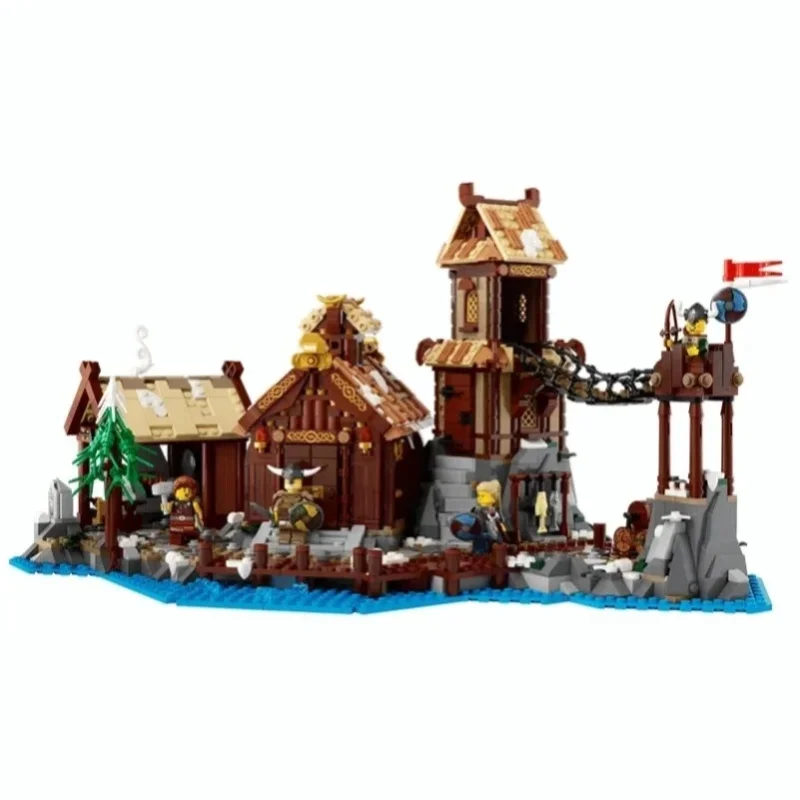 2103 Teile Wikinger-Dorf Bausteine Konstruktionsmodell Ziegelstein-Spielzeug Kompatibel mit Set 21343 Geburtstags- und Weihnachtsgeschenk für Erwachsene