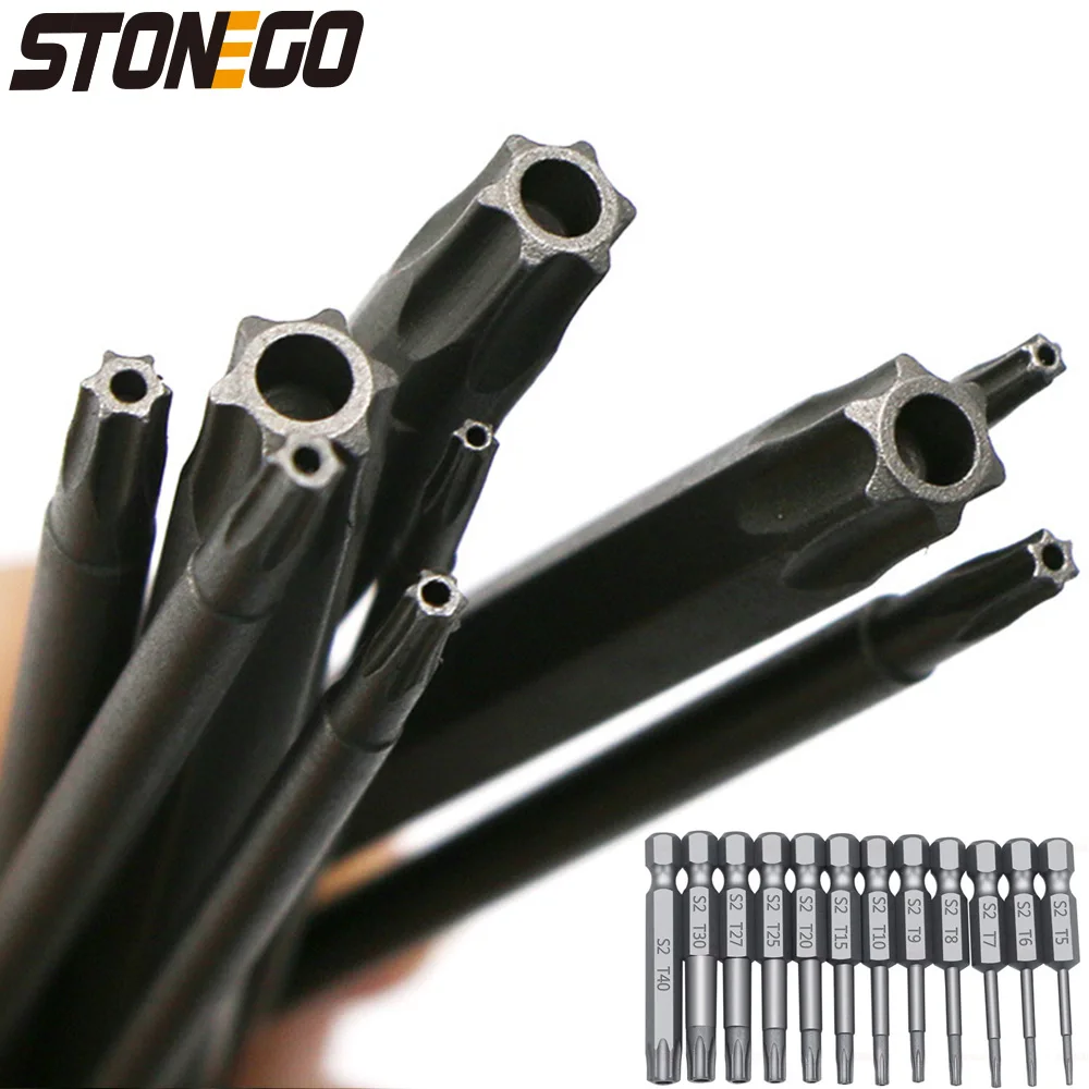 

STONEGO 50mm/75mm/100mm Screwdriver Bit Set - Torx Head 1/4" Hex Driver Bits for Screwdrivers & Drills