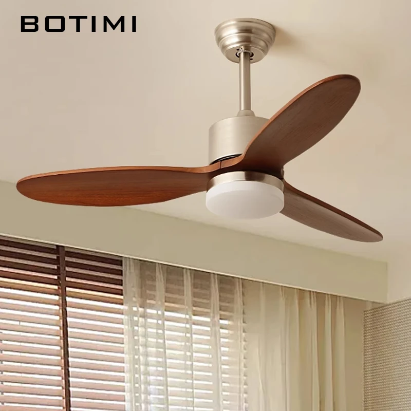 

BOTIMI 42 Inch Ceiling Fan With Lights For Living Room 36 Inch Ventilateur de plafon Small Size Bedroom Cooling Dining Fan Lamp