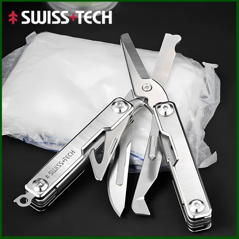 

SWISS TECH Rescue ножницы для выживания 9 в 1, уличный EDC мини-многофункциональный брелок для ключей, многофункциональные инструменты, оконный выключатель