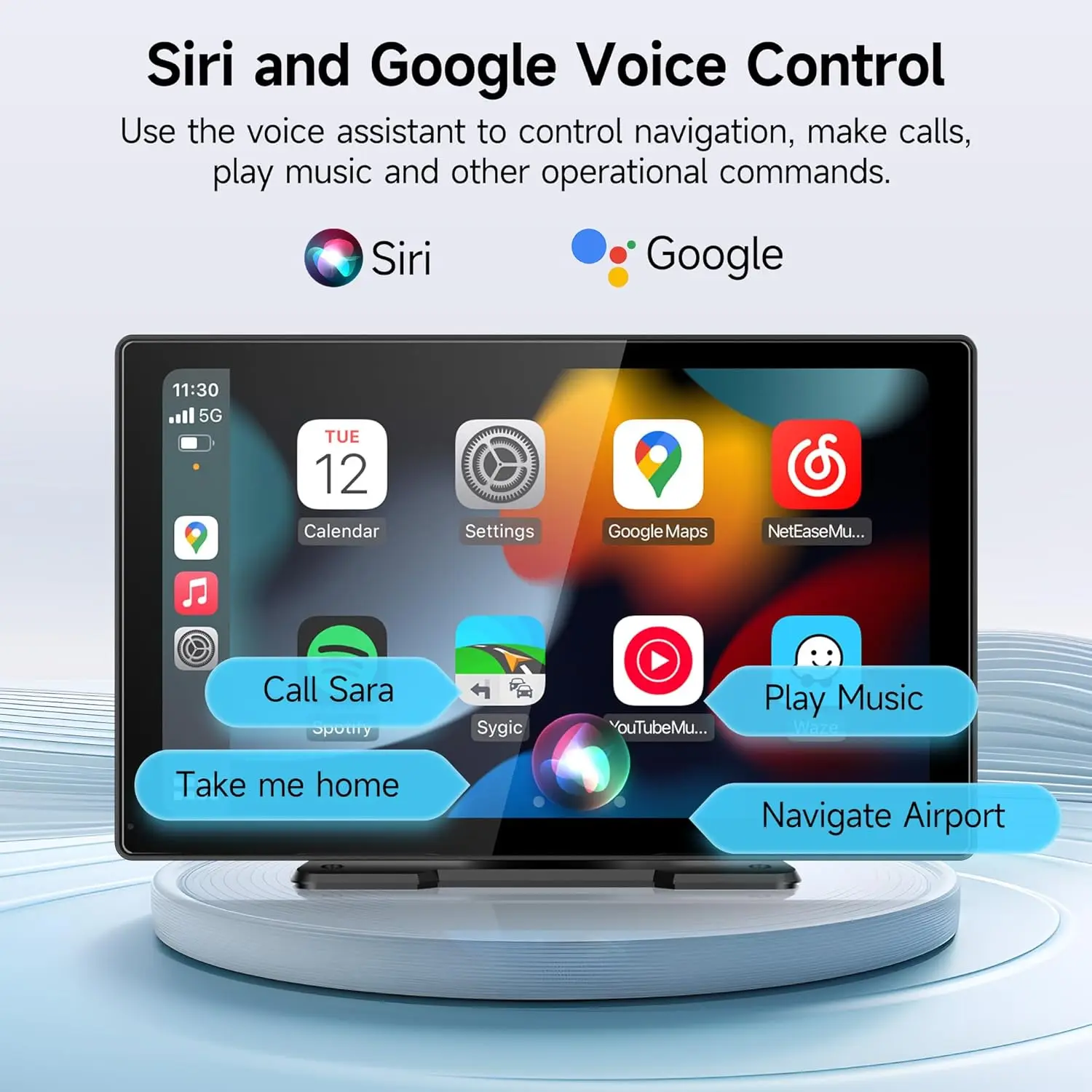 9인치 무선 카플레이 안드로이드 오토 터치스크린, 4K 블랙박스 및 후방 카메라, 블루투스 GPS 네비게이션 FM 시리 미러링크