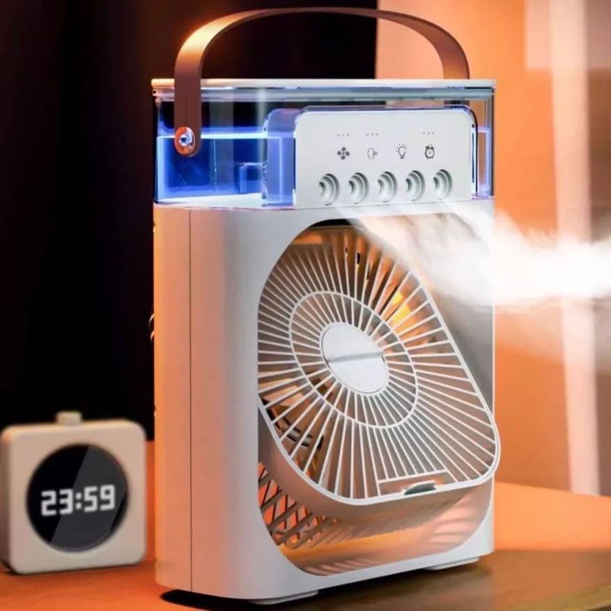 

600ml Water Tank Desktop Fan 5 Nozzles Spray 3 Speed Cooling Mist Fan with Humidifier, Oscillating Air Cooler for Office Bedroom