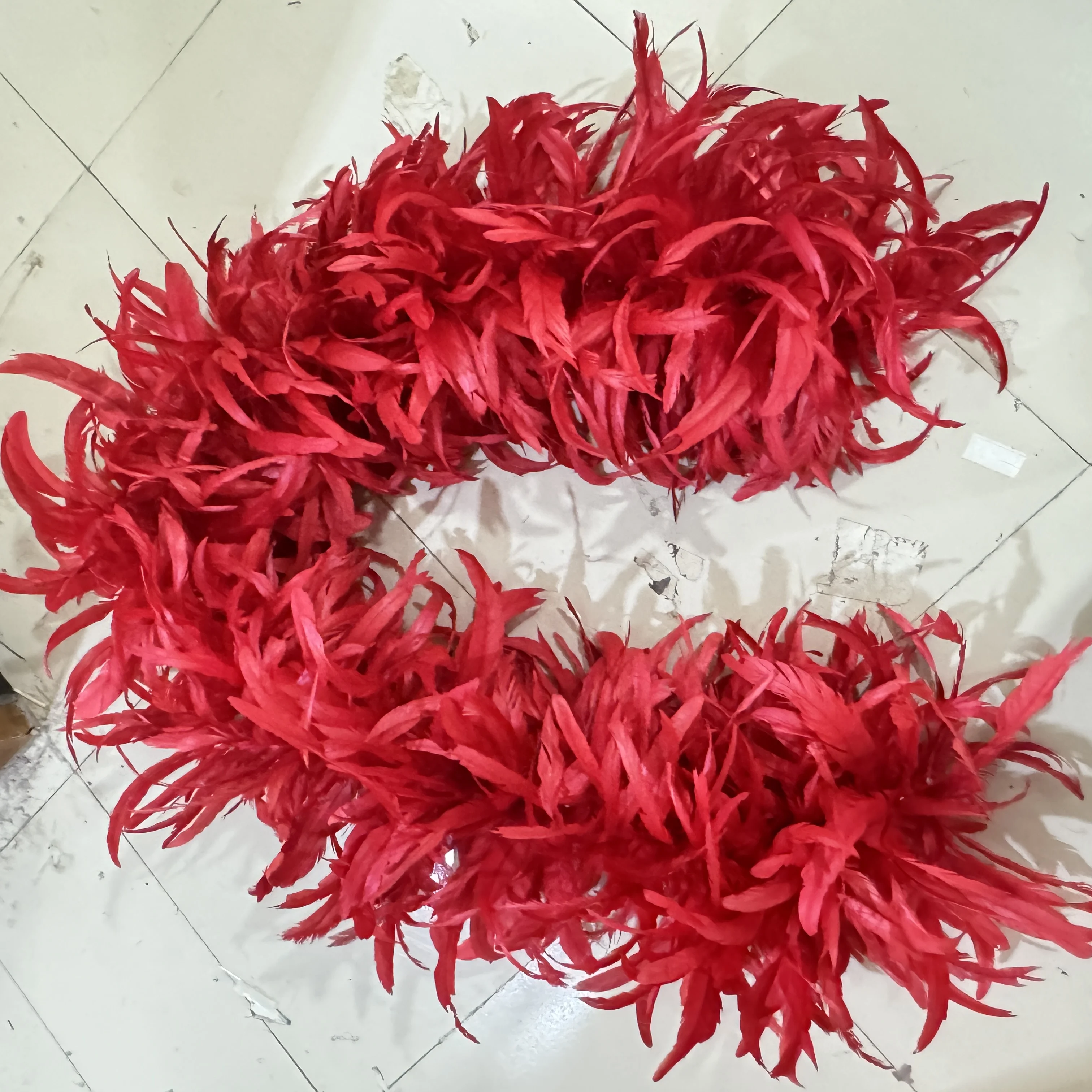 Super Long Red Rooster Feather Boa Natural Cock Rooster Plume Trims Decoration Shawl for Costume Clothing Decor Scarf 2/3 Yards